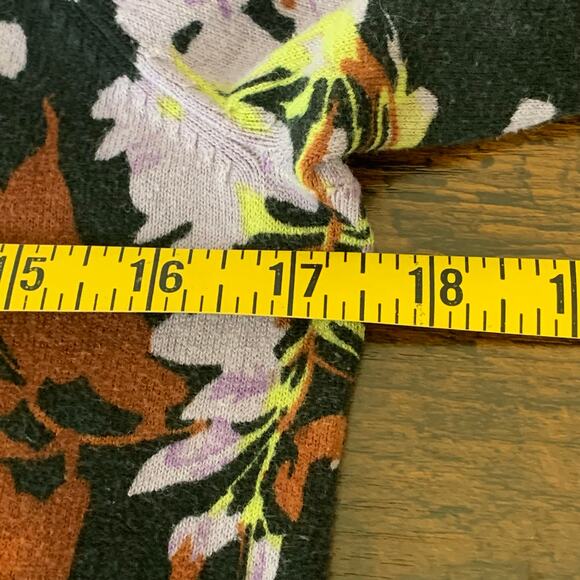 Kenar Black Floral Cotton Blend Cardigan Sweater Size Medium - Picture 7 of 8